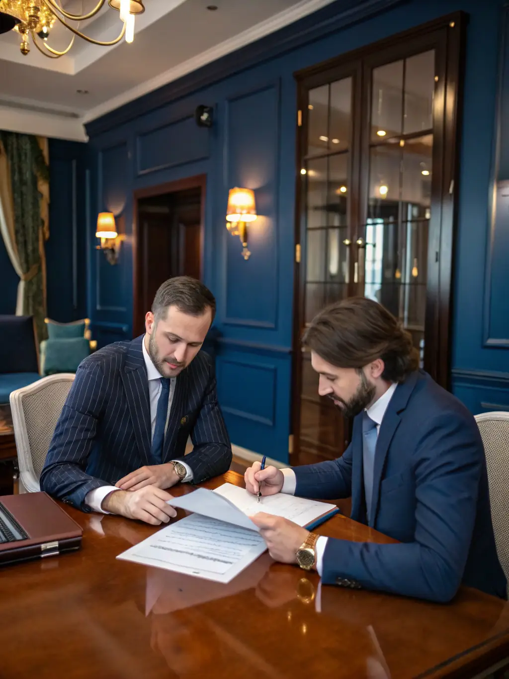 A consultant is presenting a project timeline and budget to stakeholders in a modern office setting, emphasizing clear communication and strategic planning.