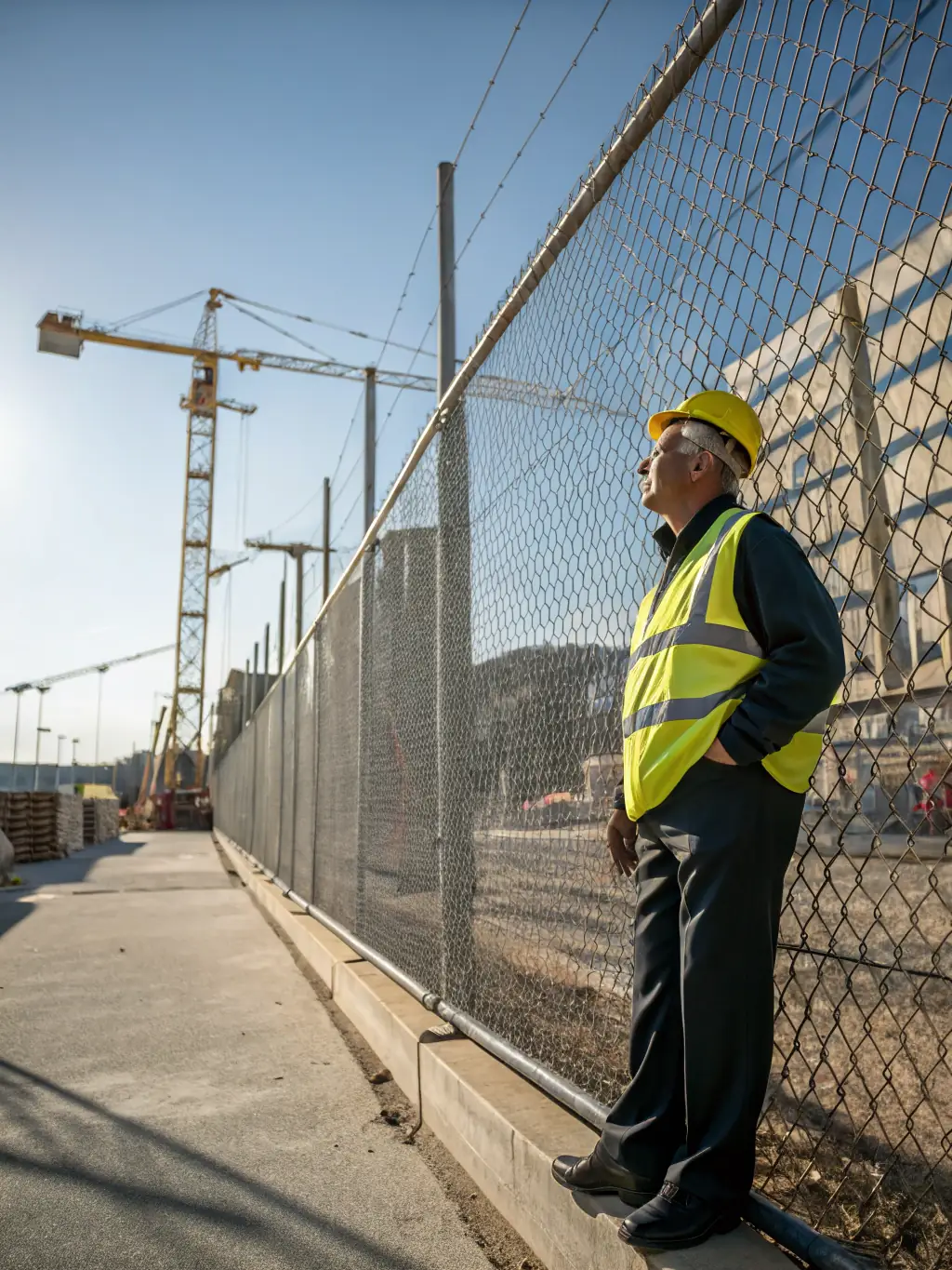 An image of a construction site with a focus on safety measures, showcasing compliance with industry standards and regulations.